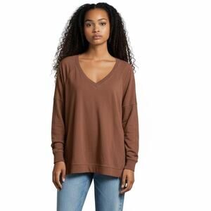 J Jill Fit French Terry Seamed Pullover Red Oak Size LP NWT